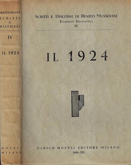 Il 1924 - Benito Mussolini - copertina
