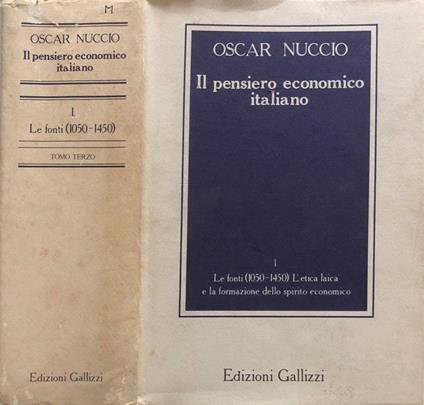 Il pensiero economico italiano vol 1, tomo III - Oscar Nuccio - copertina