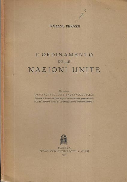 L' ordinamento delle Nazioni Unite - Tomaso Perassi - copertina