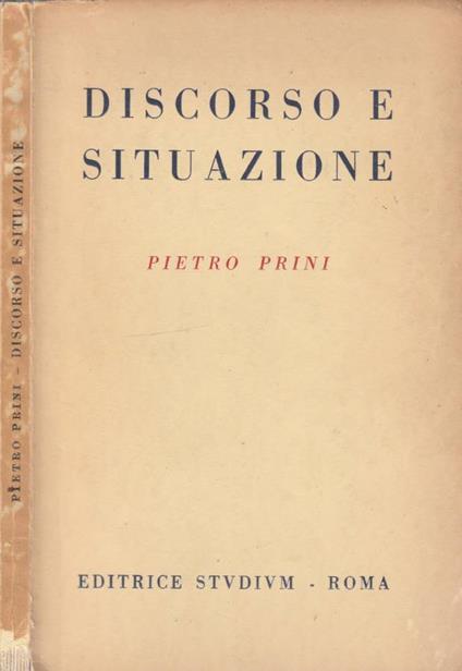 Discorso e situazione - Pietro Prini - copertina