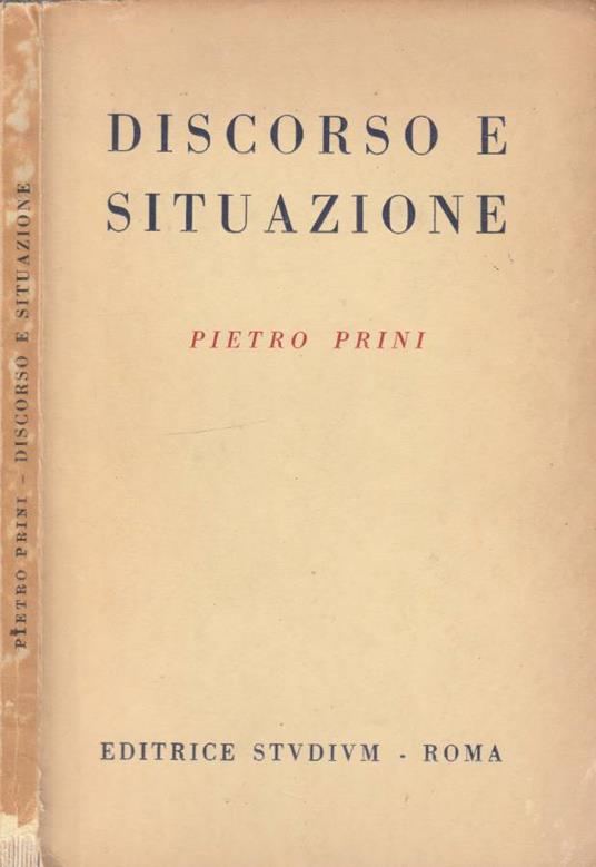 Discorso e situazione - Pietro Prini - copertina