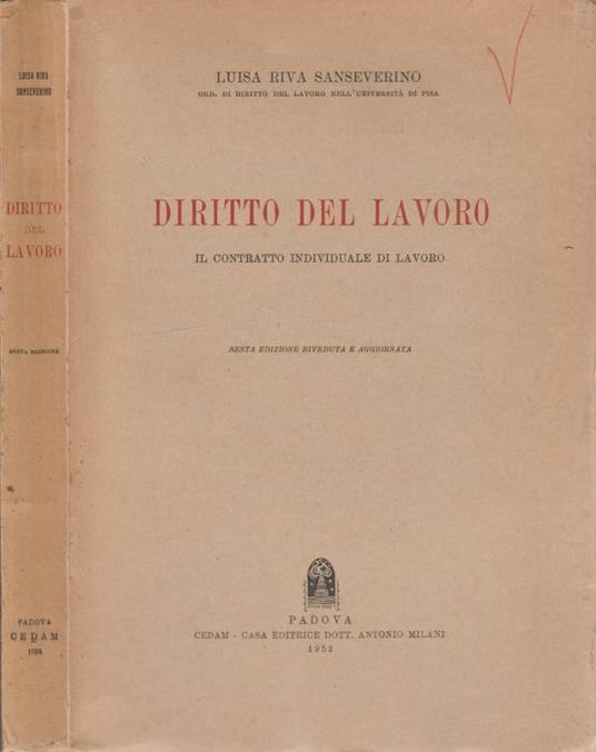 Diritto del lavoro - Luisa Riva Sanseverino - copertina