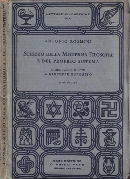 Schizzo della moderna filosofia e del proprio sistema - Antonio Rosmini - copertina