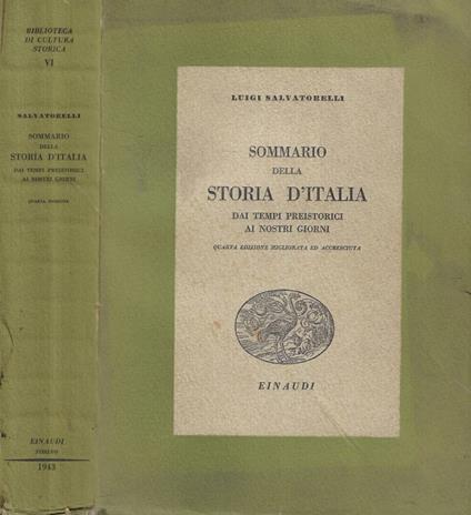 Sommario della storia d'Italia - Luigi Salvatorelli - copertina