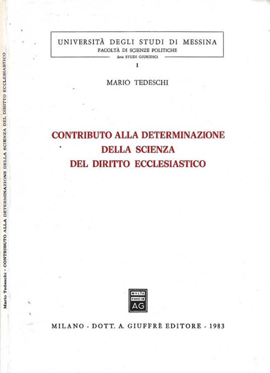 Contributo alla determinazione della scienza del diritto ecclesiastico (Autografo) - Mario Tedeschi - copertina