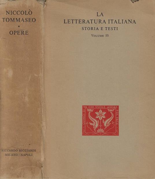 Opere - Niccolò Tommaseo - copertina