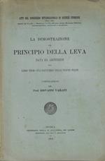 La dimostrazione del principio della leva data da Archimede nel Libro Primo sull'Equilibrio delle Figure Piane