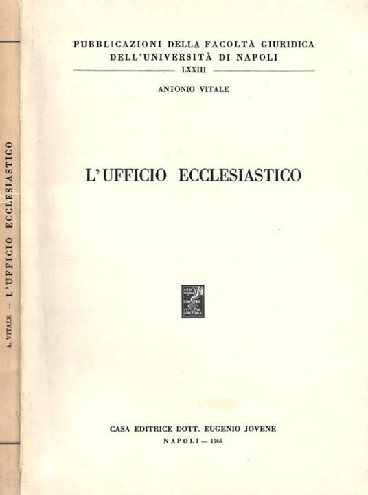 L' ufficio ecclesiastico (Autografo) - Antonio Vitale - copertina