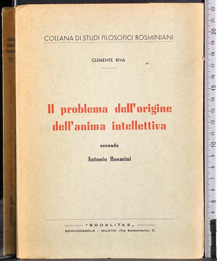 Il problema dell'origine dell'anima intellettiva - Clemente Riva - copertina