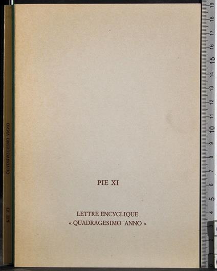 Lettre encyclique "Quadragesimo anno" - copertina