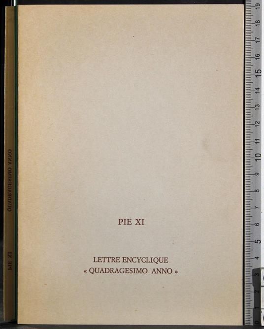 Lettre encyclique "Quadragesimo anno" - copertina