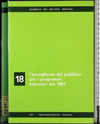 Quaderni del servizio opinioni. Vol 18. L'accoglienza - copertina