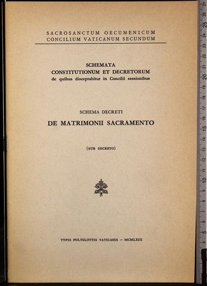 Schema decreti. De matrimonii sacramento - copertina