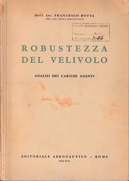 Robustezza del velivolo Analisi dei carichi agenti - Francesco Botta - copertina