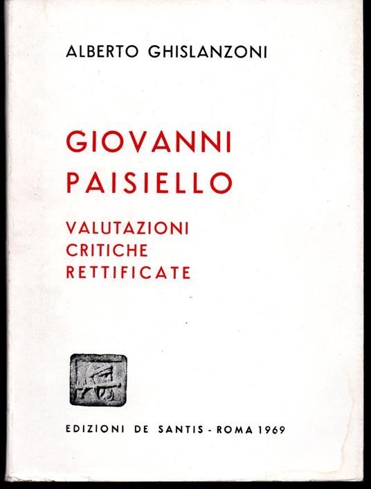 Giovanni Paisiello Valutazioni critiche rettificate - copertina