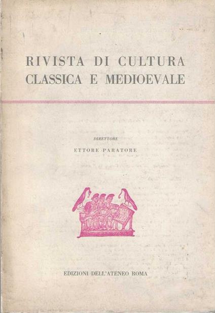 Rivista di cultura classica e medioevale. Anno XI- n. 1-2-3-1969 - copertina