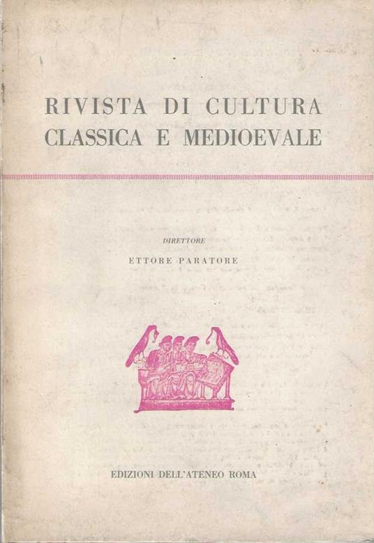 Rivista di cultura classica e medioevale. Anno XI- n. 1-2-3-1969 - copertina