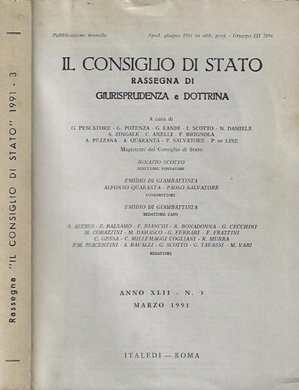 Il consiglio di stato. Rassegna di giurisprudenza e dottrina - copertina