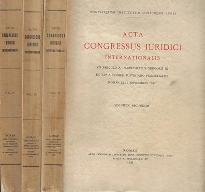Acta Congressus Iuridici Internationalis vol. II-III-IV - copertina