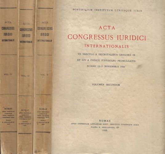 Acta Congressus Iuridici Internationalis vol. II-III-IV - copertina