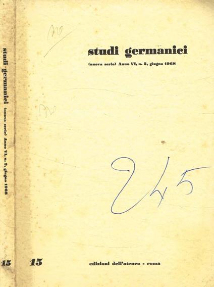 Studi germanici (nuova serie) anno VI, n.2, giugno 1968 - copertina