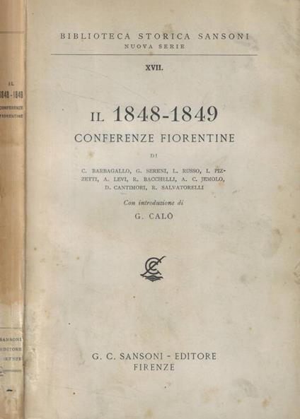 Il 1848-1849 Conferenze fiorentine - copertina