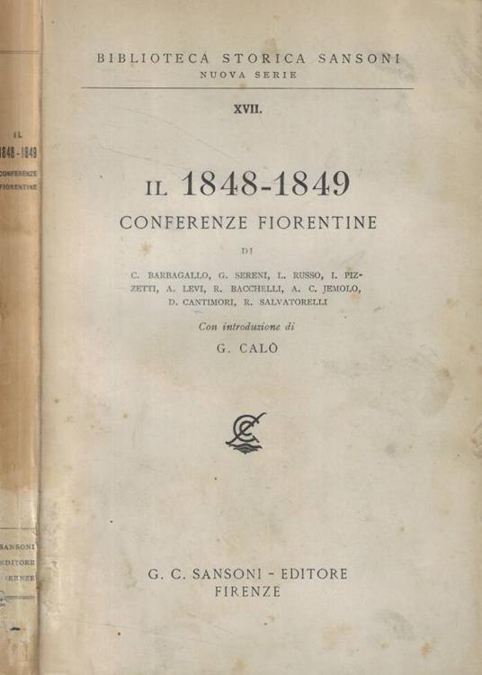 Il 1848-1849 Conferenze fiorentine - copertina