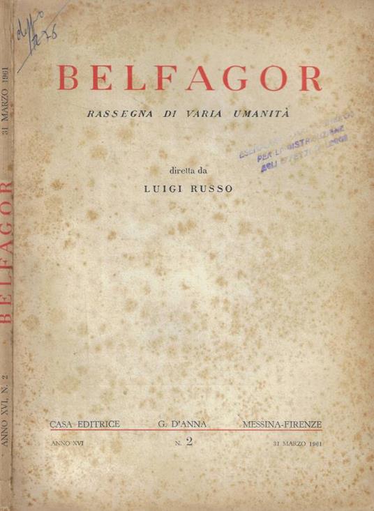 Belfagor n. 2 Anno 1961 - copertina