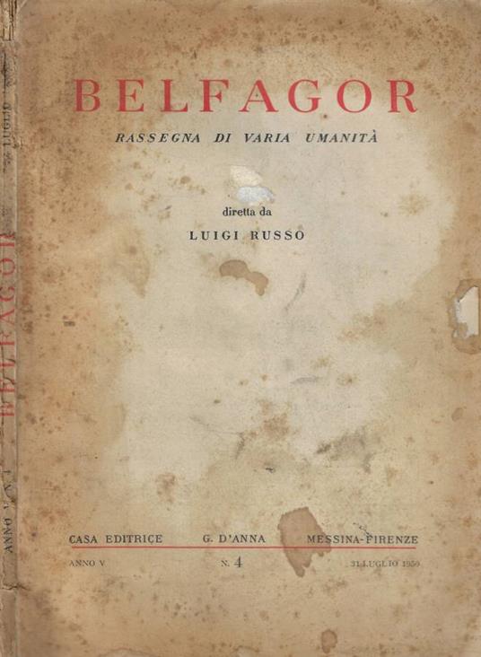 Belfagor n. 4 Anno 1950 - copertina