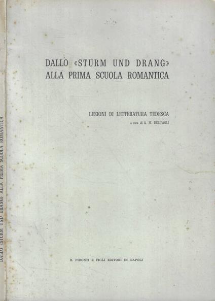 Dallo Sturm und drang alla prima scuola romantica - copertina