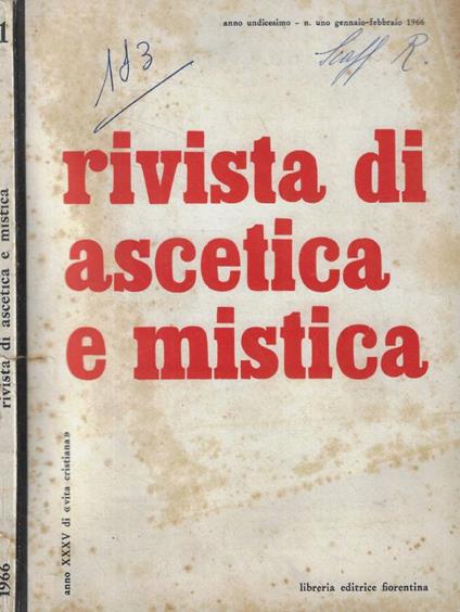 Rivista di ascetica e mistica n. 1 Anno 1966 - copertina