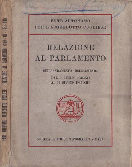 Relazione al Parlamento sull'andamento dell'azienda - copertina
