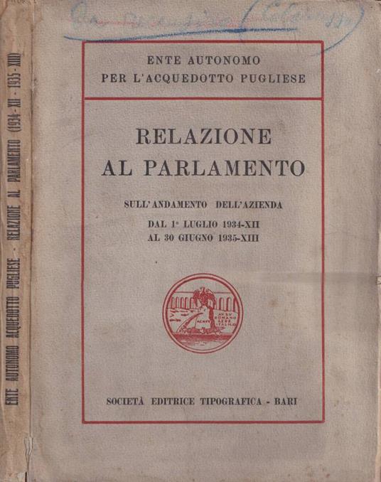 Relazione al Parlamento sull'andamento dell'azienda - copertina