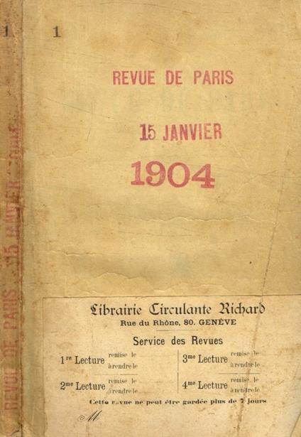 La revue de Paris n.2, 15 gennaio 1904 - copertina