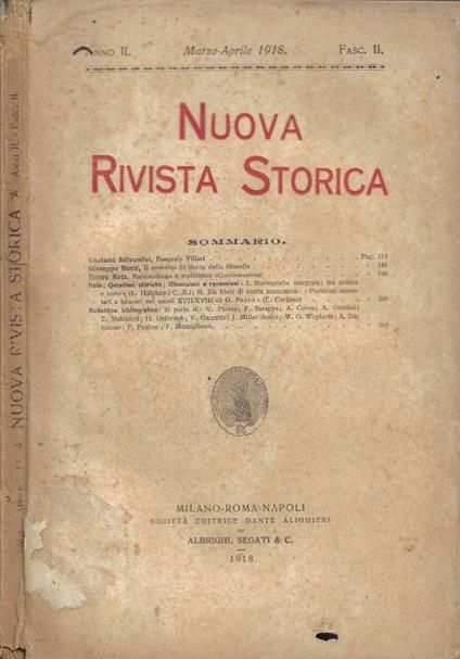 Nuova Rivista Storica - Anno II - Fasc. II - Marzo-Aprile 1918 - copertina
