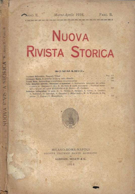 Nuova Rivista Storica - Anno II - Fasc. II - Marzo-Aprile 1918 - copertina