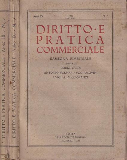Diritto e pratica commerciale, anno IX, n. 3 e 5, 1930 - copertina