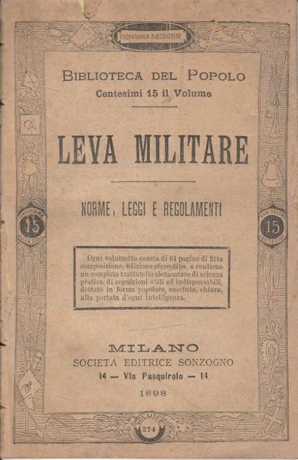 Leva militare - copertina
