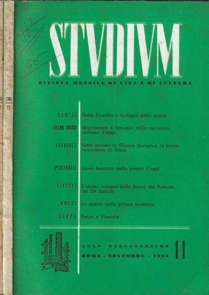Studium n. 11-12 Anno 1964 - copertina