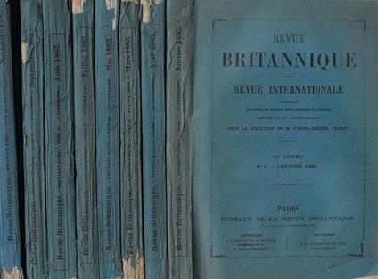 Revue Britannique n. 1-3-4-5-7-8-9-11 Anno 1883 - copertina
