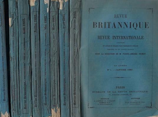 Revue Britannique n. 1-3-4-5-7-8-9-11 Anno 1883 - copertina