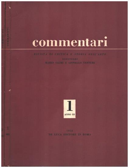 Commentari vol n. 1, 3. Anno III - copertina