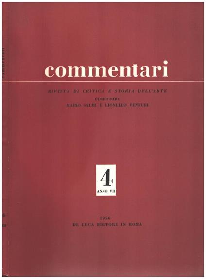 Commentari vol n. 4 - Anno VII - copertina