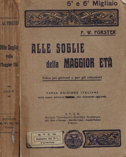 Alle soglie della maggior età - Friedrich Wilhelm Förster - copertina