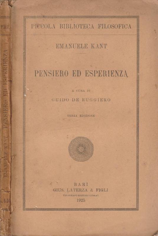 Pensiero ed esperienza - Immanuel Kant - copertina