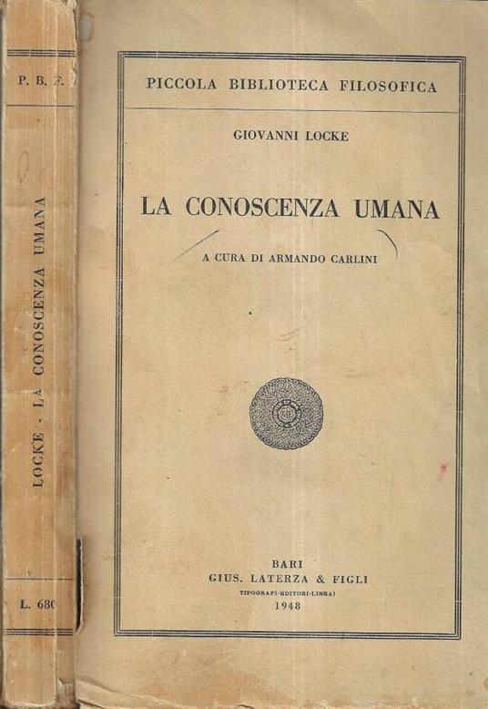 La conoscenza umana - John Locke - copertina