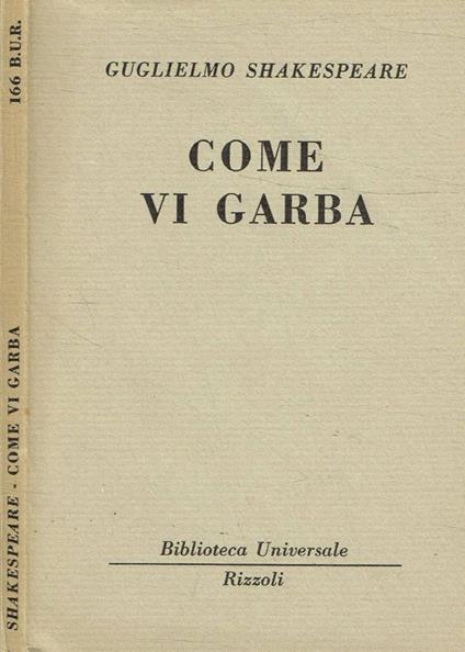 Come vi garba - William Shakespeare - copertina