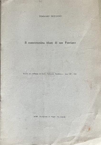 Il controversista Abate di san Fusciano - Angelo Siciliano - copertina