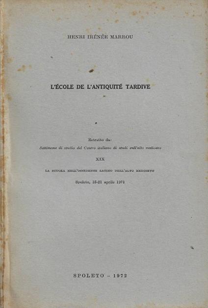 L' école de l'antiquité tardive - copertina