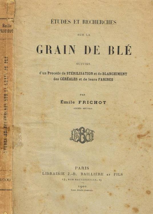 Etudes et recherches sur le grain de blé - copertina